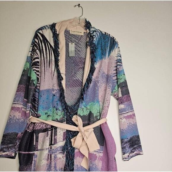 NWT Anthropologie Sunset Fringe Belted Cardigan Blanket Jacket MP - Picture 5 of 11